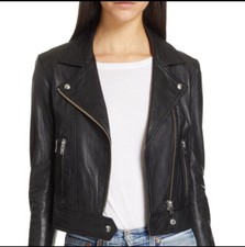 $1400 Iro Bapey Cropped Leather Biker Jacket In Black 34