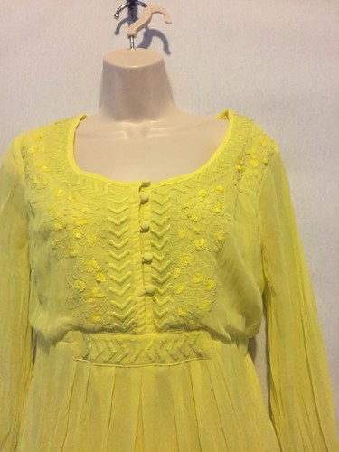 Per Una Size 10 Yellow Tunic Top Blouse Bright Summer - Picture 3 of 9
