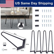 16 inch Hairpin Table Legs Set of 4 Metal 3 Rods Heavy Duty DIY Desk Stand Sofa