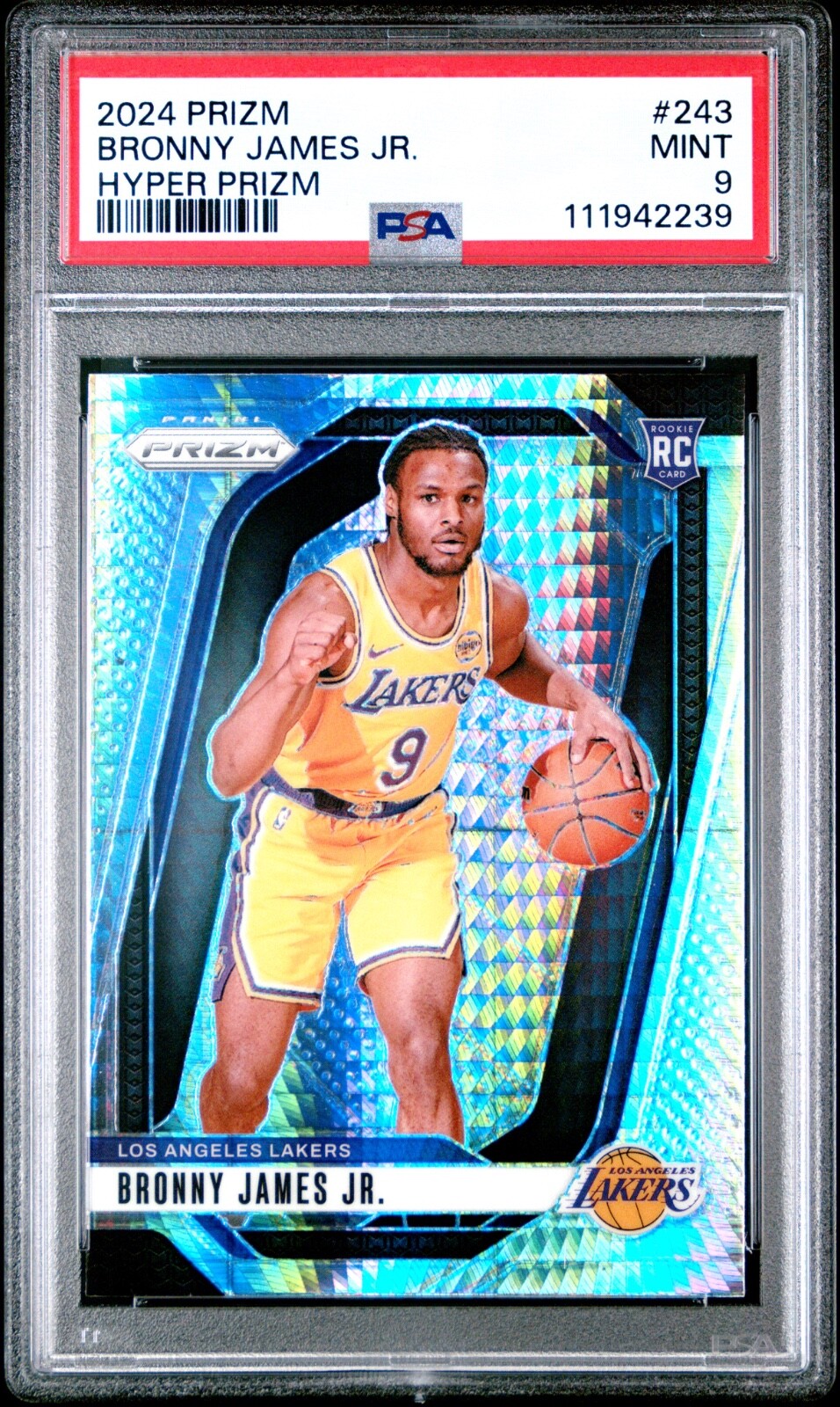 2024 Panini Prizm Bronny James Rookie Hyper Prizm #243 - PSA 9