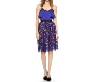 NEW Self Portrait Delphinium Lace Dress Royal Blue Fit Flare Cocktail Size 6 uk