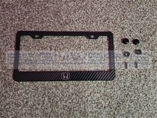 Carbon Fiber Look Honda Logo Plastic License Plate Frame