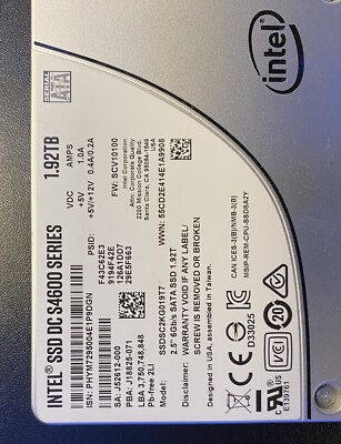 Intel SSD DC S4600 SERIES, 1.92TB, 2.5'' 6Gb/s SATA SSD