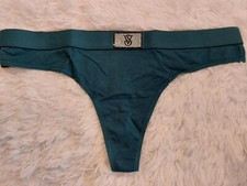 NWT Victoria's Secret Shine Patch Thong Rhinestone Logo Panty Medium B37 