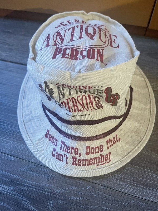 Vintage Genuine Antique Person Fishing Hat Sz M Gag Gift joke costume halloween