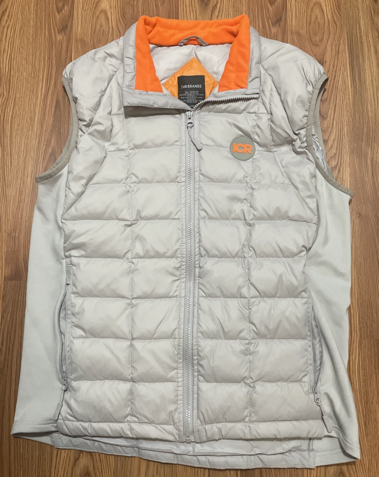Down Puffer Vest Mens XL 90% Duck Down Insulated Outdoor Hiking Zip Gray