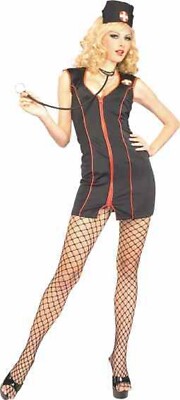 Miss Diagnosed Nurse Doctor Black Fancy Dress Up Halloween Sexy Adult Costume