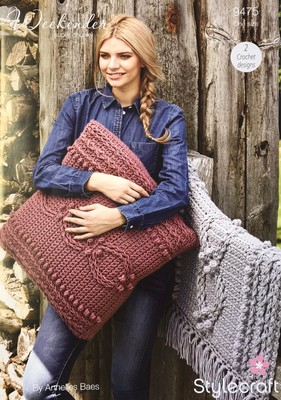 Stylecraft 9475 Strickanleitung - Decke und Kissen im Weekender super klobig