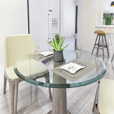 24"-36" Inch Round Tempered Glass Table Top 1/2'' Thick Beveled Polished Edge