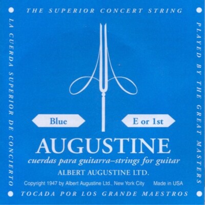 Augustine blue - e1 h2 g3 d4 A5 oder E6 Einzelsaite für Konzertgitarre - Nylon