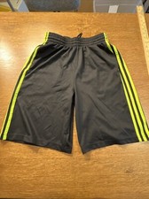 Adidas Boys Climalite Black Athletic Shorts Size Large 14-16 with Yellow Stripes