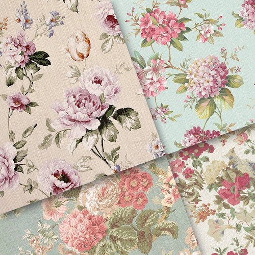 vintage floral pattern A5 size paper for craft 60 sheet - 4 design B
