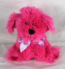 Dan Dee Collectors Choice Puppy Dog Plush Shaggy Floppy Ears Bright Hot Pink 8"