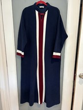 Vanity Fair M Nightgown Robe Colorblock Full Length Velvet Velour Zip Up 1/2