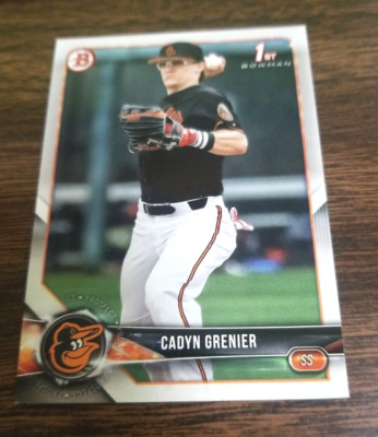 CADYN GRENIER 2018 BOWMAN DRAFT CARD #BD-13 ORIOLES (FIRST PROSPECT BASE)