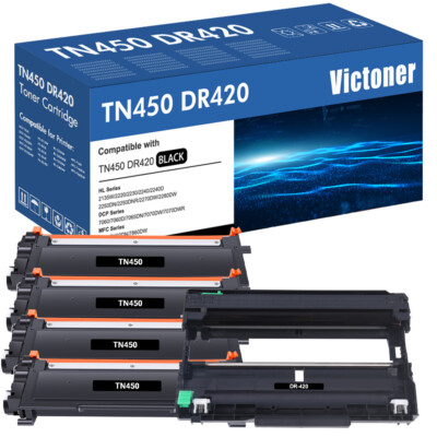 TN450 DR420 Black Toner Drum Fits Brother DCP-7060D DCP-7065 IntelliFax-2940 Lot