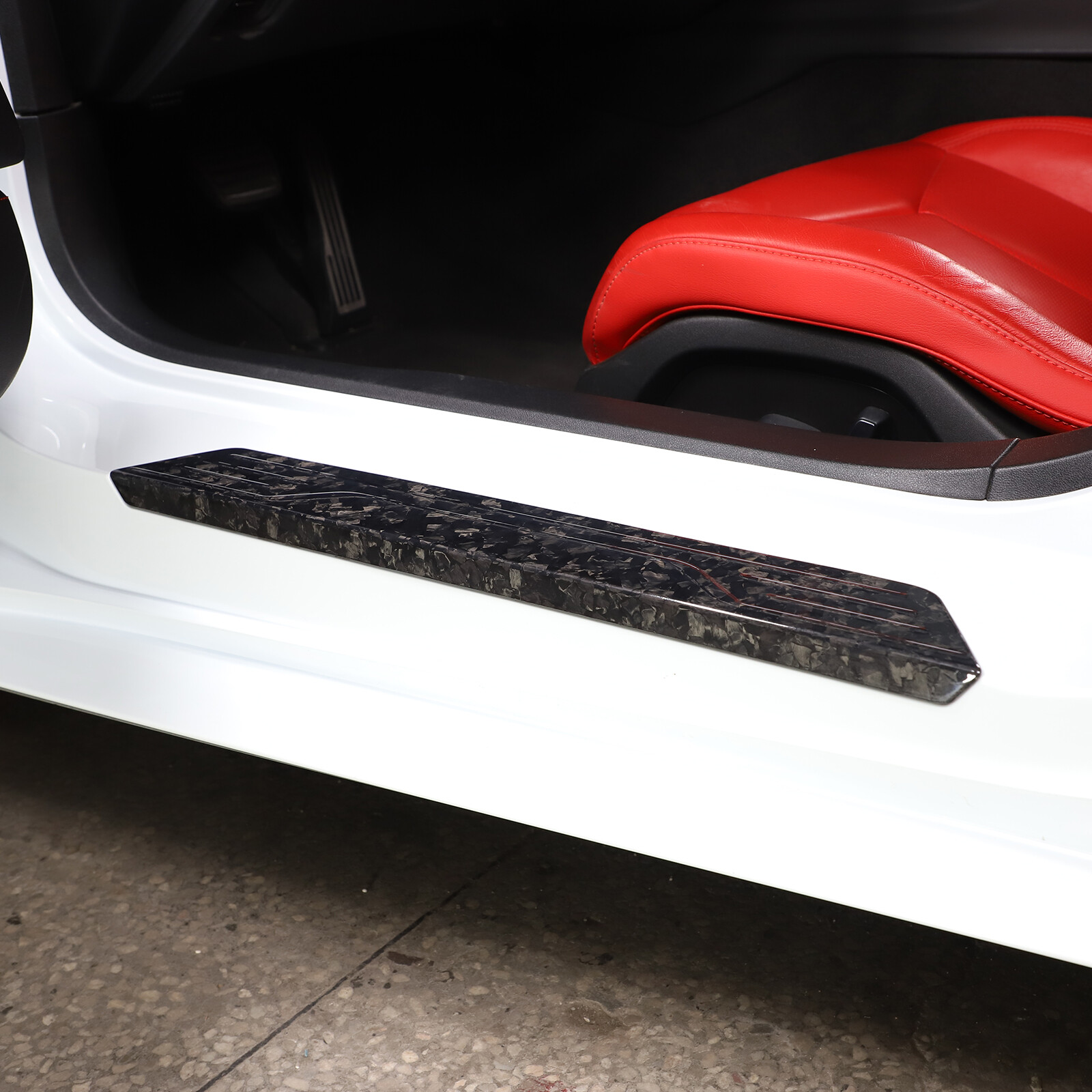 Carbon Fiber Door Plate Sill Scuff Cover Trim For C8 Corvette