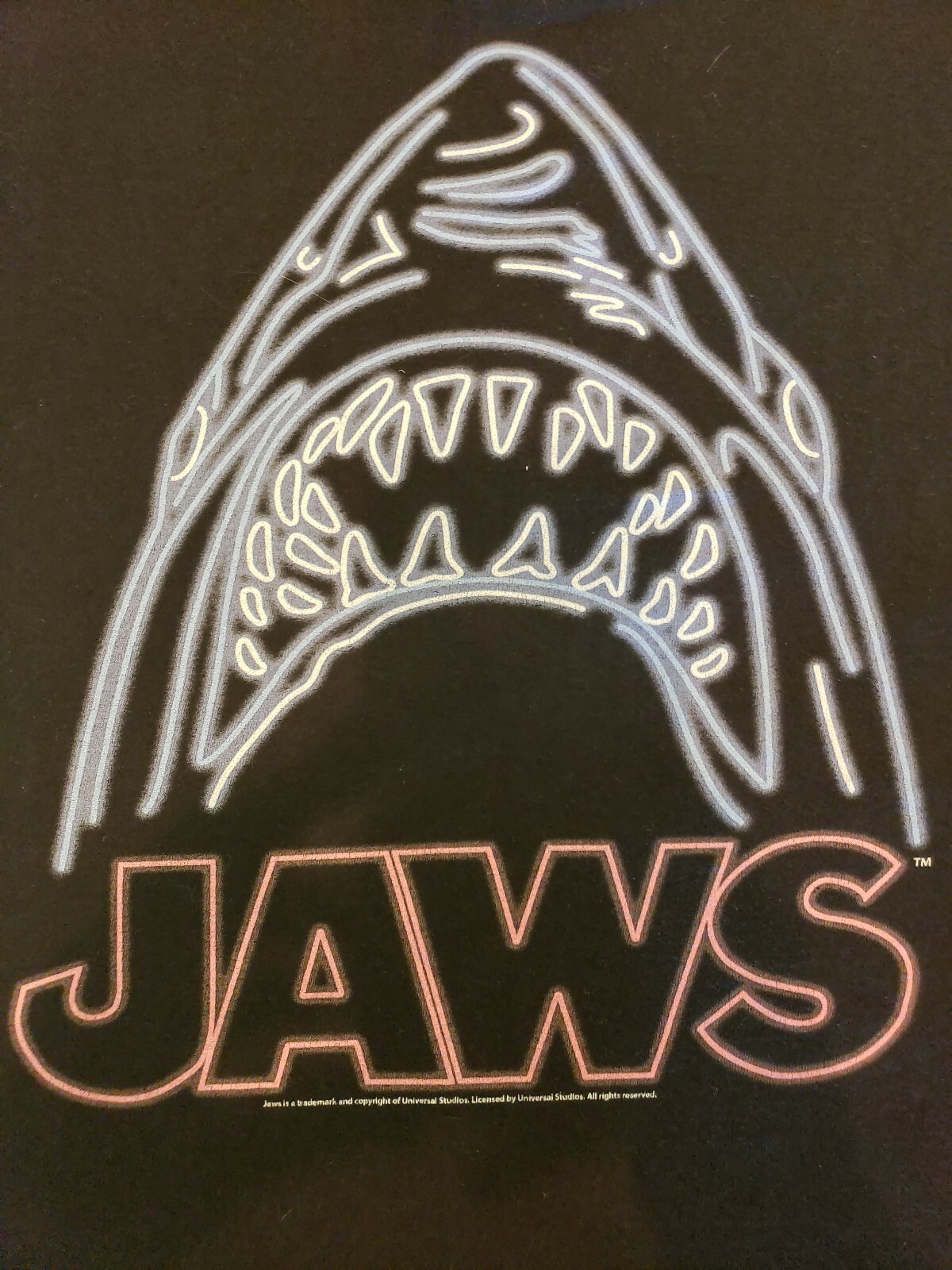 Neon Jaws Movie Tshirt Black Small Gem