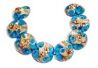 Handmade Lampwork Glass Beads Blue Color 19mm Lentil Shape 4 Beads (#a6) — photo 2
