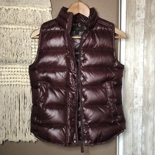 J. Crew Maroon Quilted Down Puffer Down Vest jacket Size Xxs