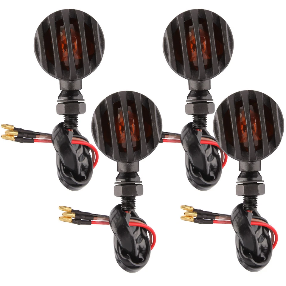 4x Luces Indicadoras Delanteras Traseras Negras Moto Bobber Café Racer EE. UU. Foto 2 de 4