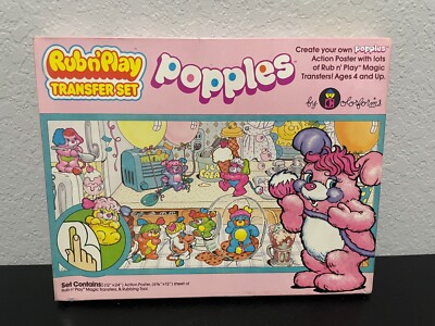 1986 Colorforms Popples Rub N Play Vintage Sealed 12x24 Action Poster