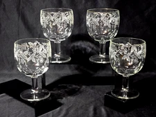 Vintage BARTLETT COLLINS Etched DECORATION 806 Water Goblets 6.125" - Set Of 4