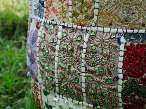 Indian White Round Pouffe Cover Vintage Cotton Footstool Ottoman Patchwork AU - Picture 4 of 6