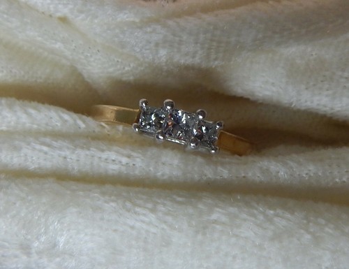 14K YELLOW GOLD DIAMOND ENGAGEMENT RING 3 STONE SIZE 9 TCW .5 + $1000 APPRAISAL - Picture 5 of 10