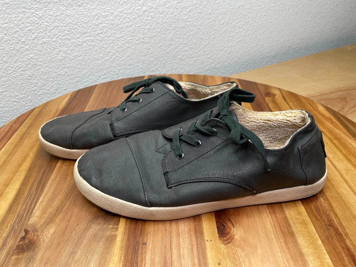 TOMS Paseo Womens Sneakers Shoes Size 9.5 W Lace Up Casual Black