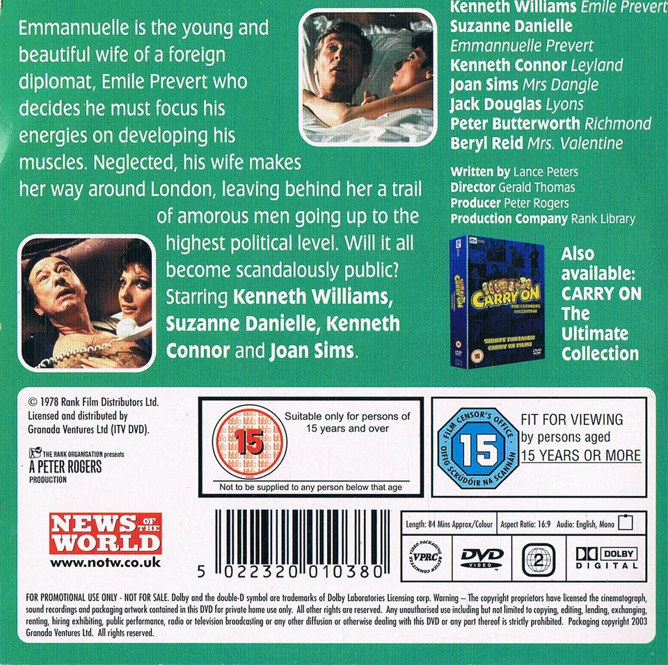 Carry On - Emmannuelle - Suzanne Danielle, Joan Sims- Full Film- N/Paper 1978 - Image 2 of 2