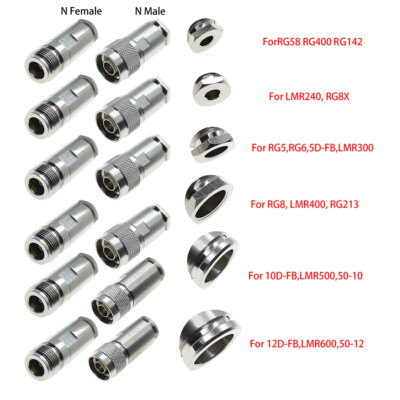 N Male Female Plug clamp connector RG58 RG400 RG8X LMR240 LMR400 RG8 RG213 cable