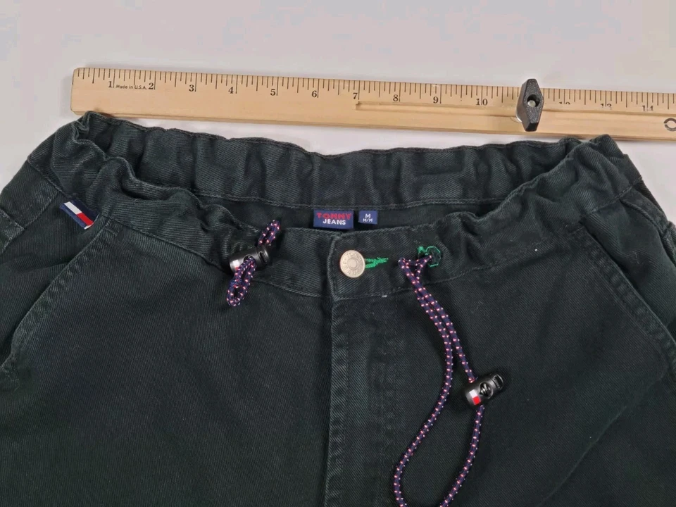 Tommy Jeans 男式中号黑色双膝 Y2K 宽松抽绳宽松滑板 复古 — 第 3/4 张图片