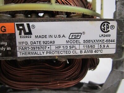 KitchenAid Gas Dryer Motor (1/3HP, 115V, 60Hz, 5.9A) 3976707 KitchenAid Gas Dryer Motor (1/3HP, 115V, 60Hz, 5.9A) 3976707