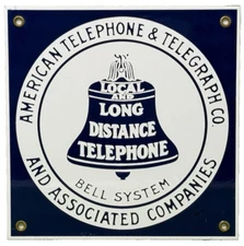 VINTAGE BELL SYSTEM PUBLIC PAYPH0NE PORCELAIN SIGN GAS STATION OIL TELEPHONE ATT