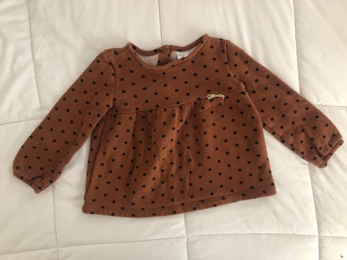 Carters Toddler Girls Brown with Black Polka Dot Long Sleeved Sweater Size 3T