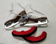 Glacier By Jackson 520 White Ice Skates Women's Size 4 with Cloth Blade Covers