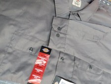Dickies Men's 574 Long Sleeve Size 2X Original Fit Button Up Work Shirt Grey