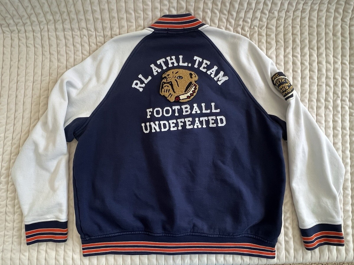Polo Ralph Lauren Blue White Champs Bomber Jacket Bulldog Football