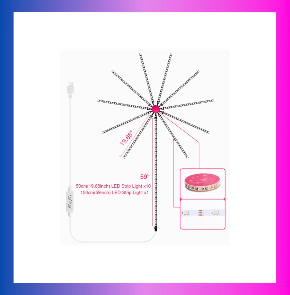 Luz LED de fuegos artificiales RGB que cambia de color, personalizable a través de aplicación y control remoto Foto 4 de 4