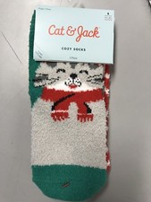 NWT Girls' 2pk Winter Cat Fuzzy Cozy Socks - Cat  Jack