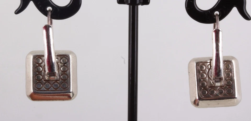 PENDIENTES CUADRADOS CRISTALES MORADOS PLATEADOS MODA 5413B Foto 2 de 2