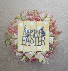 Happy Easter Wreath - Bunny - Bright Colors - Deco Mesh and Ribbon