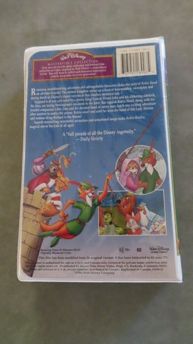 Black Diamond Walt Disney Classic 1995 Robin Hood VHS- Masterpiece Collection - Picture 2 of 3