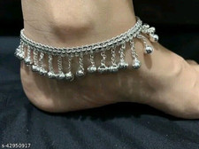 Anklet Silver Plated Ankle Chain Women's Bracelet Payal Wedding Indian Anklets