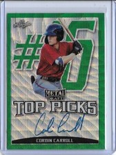 2019 Leaf Metal CORBIN CARROLL Top Picks Green Wave Prismatic Auto RC 4/5 Dbacks