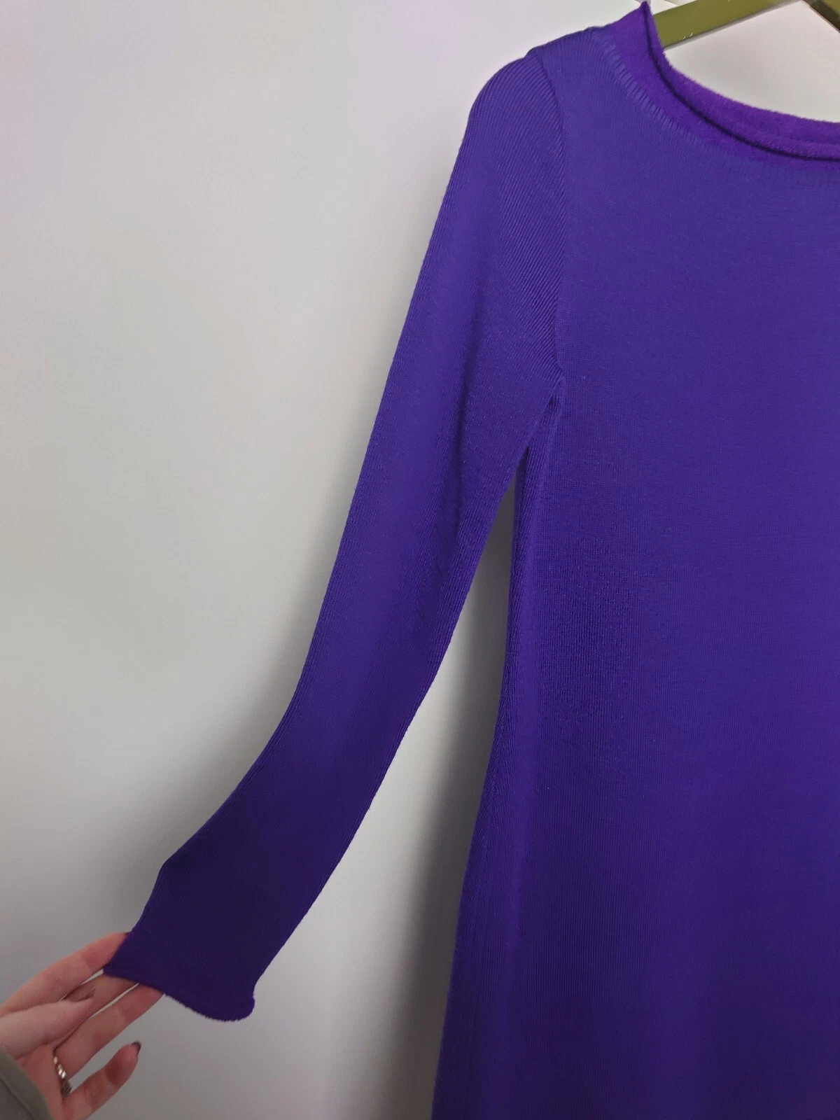 Versace Classic V2 purple Knitted Bodycon Dress size large 12 14 wiggle contrast