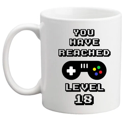 18th birthday mug/gaming gift/gamer/gift for him/men/her/women/level up mug gift