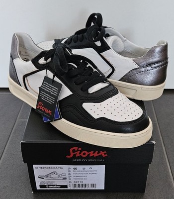  Sioux Damen Sneaker Schuhe TEDROSO-DA-700 Leder Weiß Schwarz Low Top Retro NEU