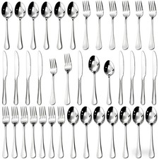 40-Piece Silverware Set for 8, Premium 18/10 Stainless Steel Flatware, Qualit...